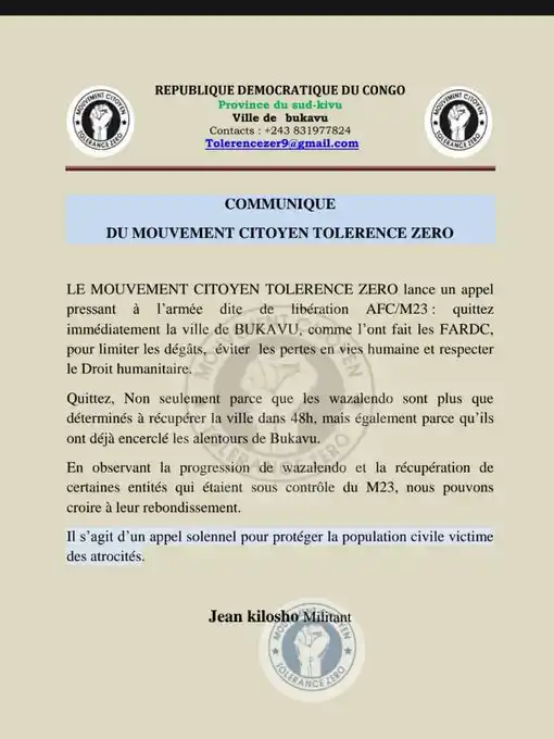 Image from WAZALENDO LA PATRIE OU LA MORT 2💪💪 OFFICIEL: *48H POUR LES BANDITS DE KIGALI DE LIBERER BUKAVU POUR EPARGNER LES VI...