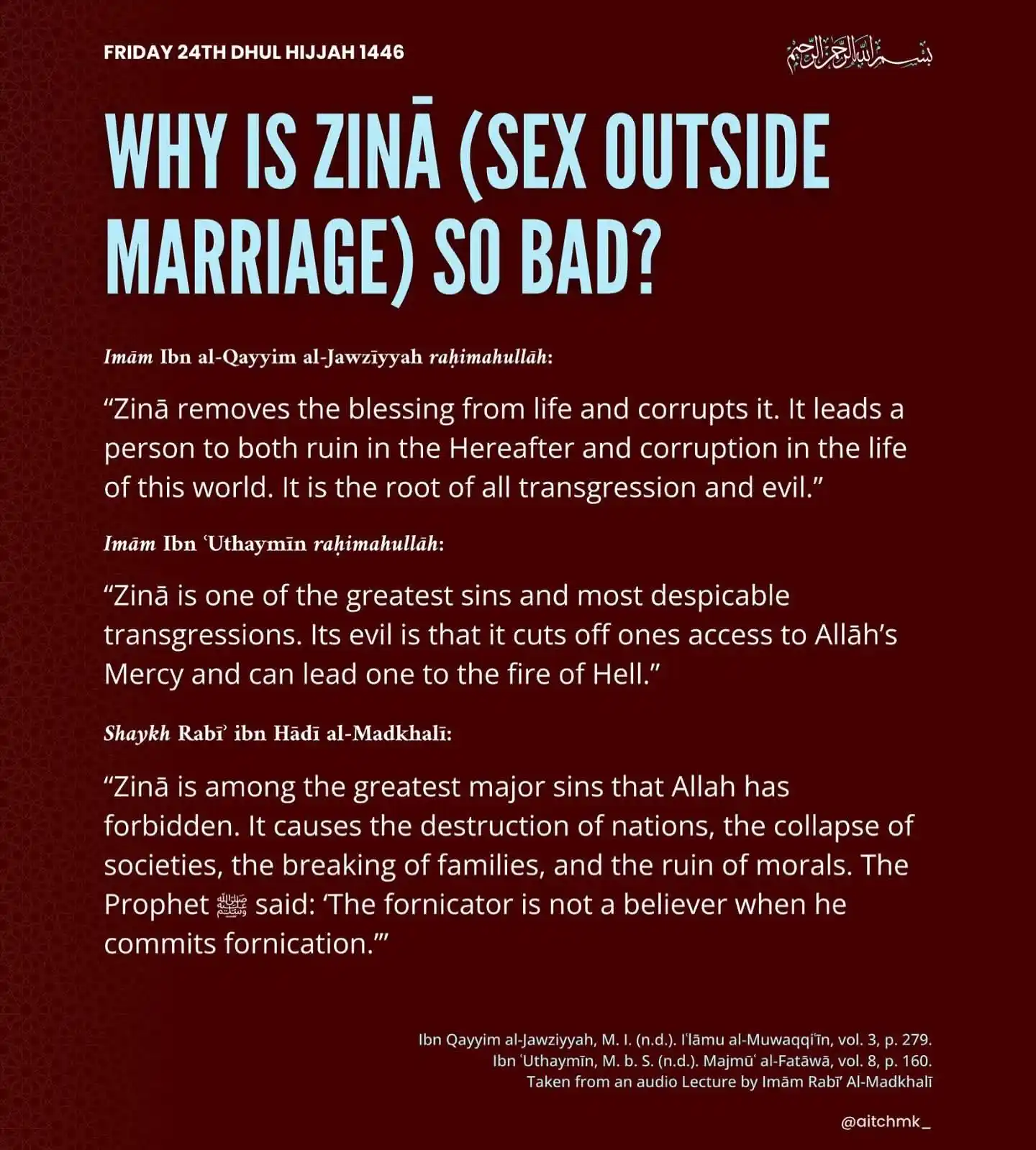 Image from The Sunnah Marriage – Inspired by Prophetic love and wisdom.: Allāh says: “And do not come close to zinā…” Some people don’t und...