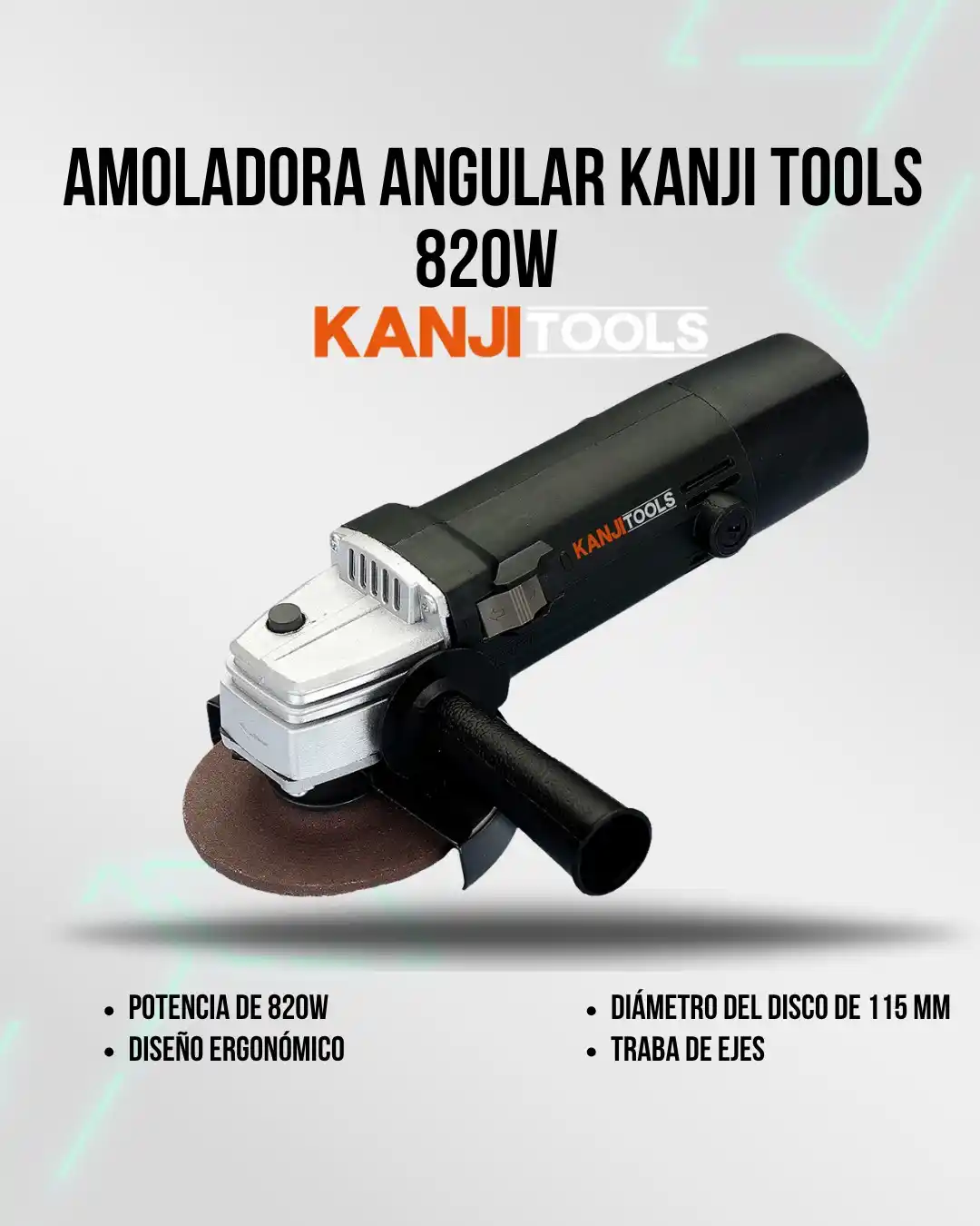 Image from Attain (Importadora Mayorista): 🛒 *Amoladora Angular Kanji Tools 820W KIT-AM8201GB (N°5917)* 💿 Disco...