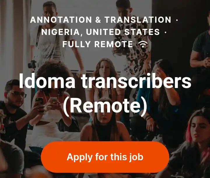 Image from SearchedOutInfo: *Annotation & Translation · Idoma transcribers (Remote)* Nigeria, Un...