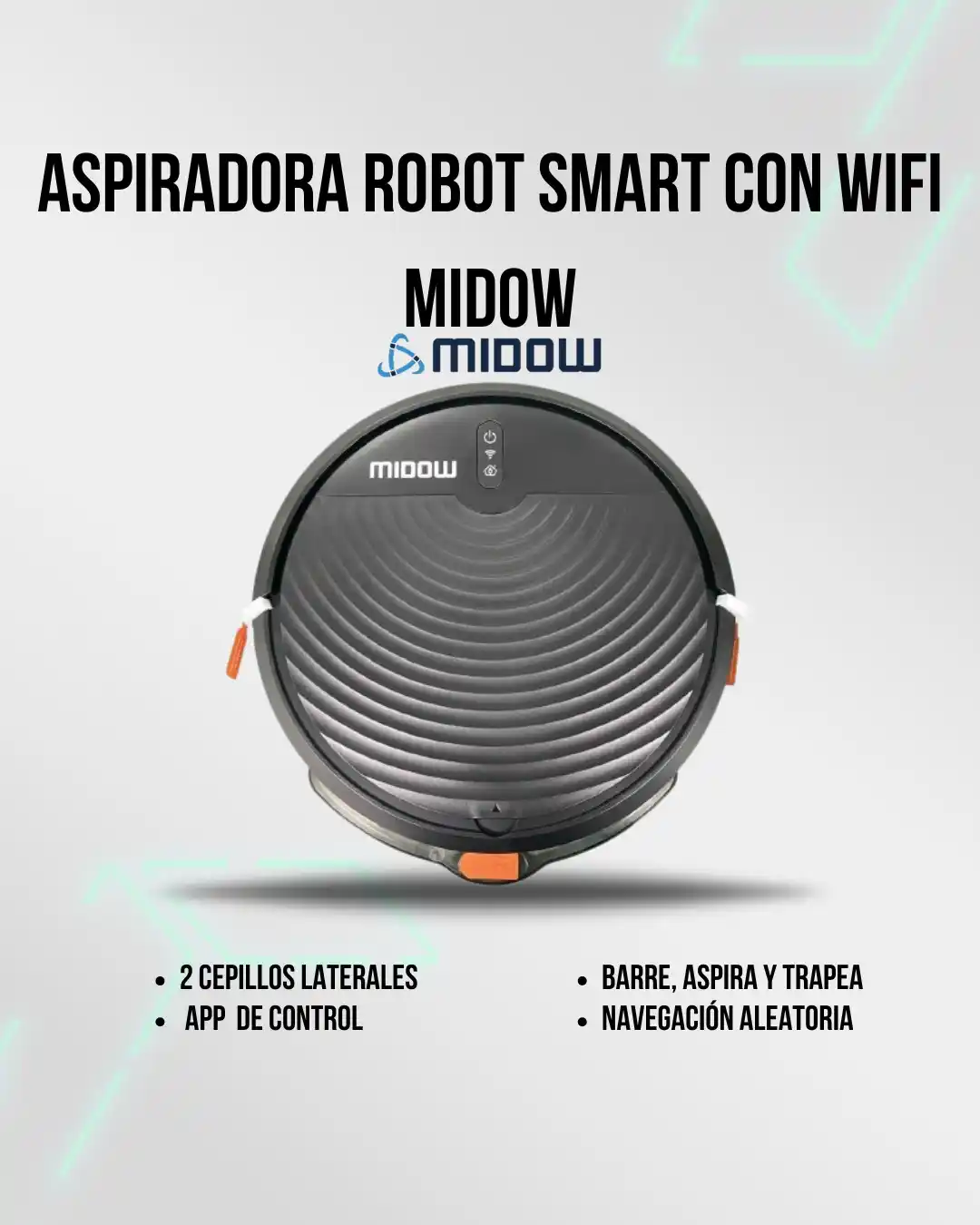 Image from Attain (Importadora Mayorista): 🛒 *Aspiradora Robot Smart con WiFi Midow (N°6112)* 🧹 Barre, aspira ...