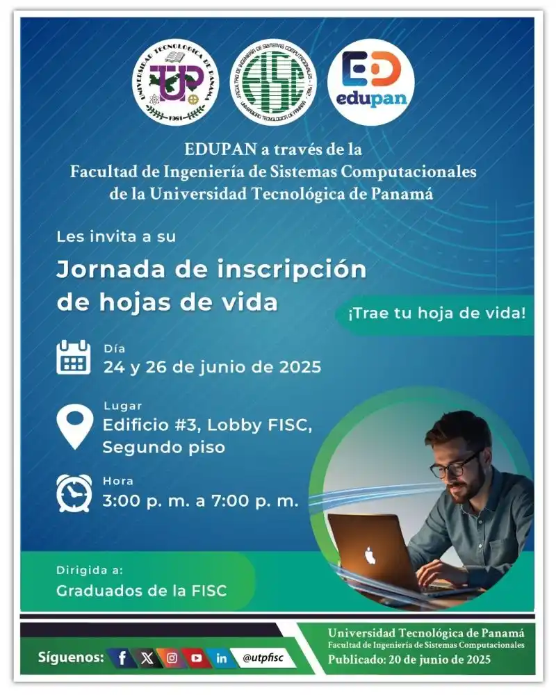 Image from RHMC Vacantes Panamá 🇵🇦: 📢 ¡Atención! EDUPAN a través de la Facultad de Ingeniería de Sistemas...