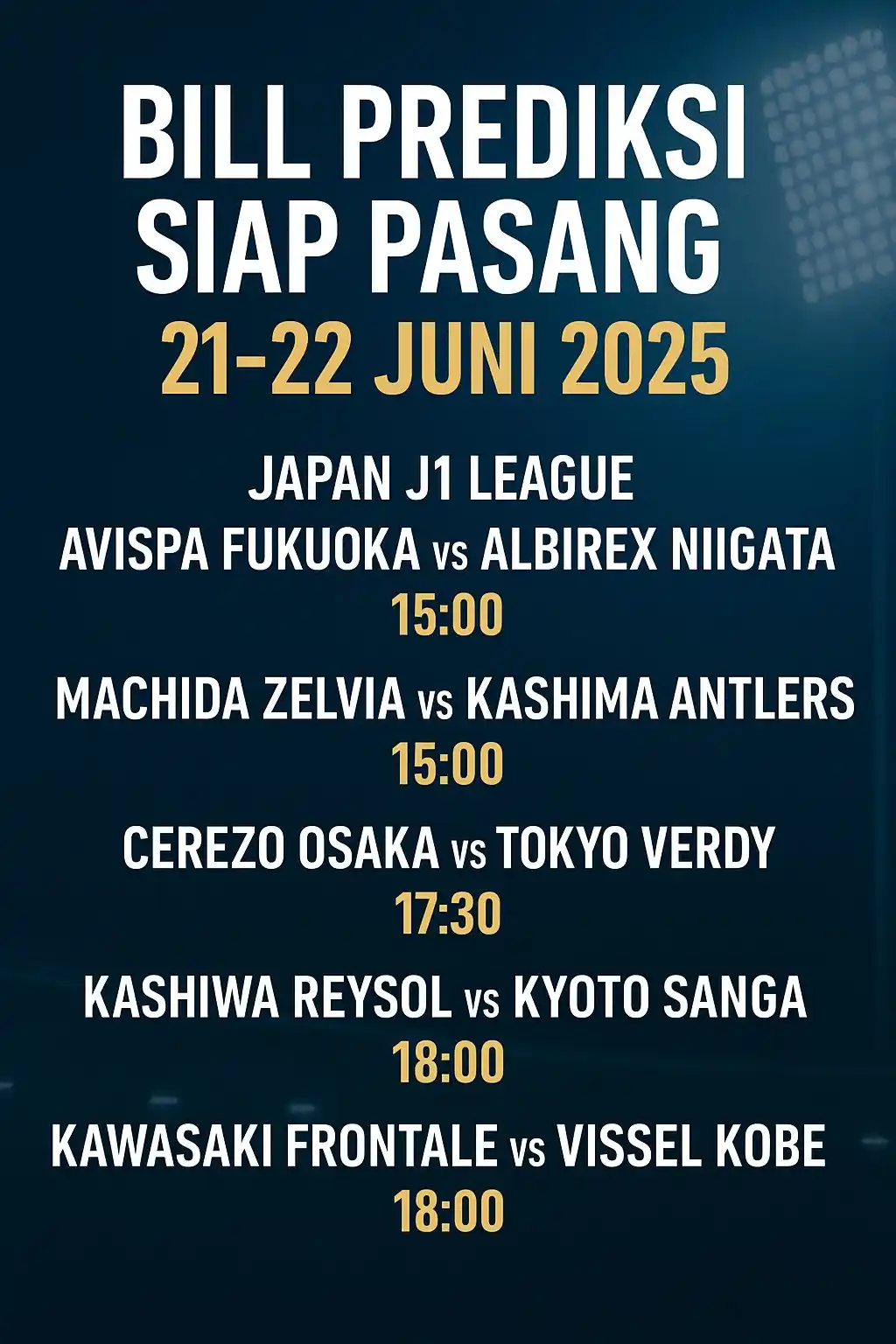 Image from Prediksi Bola Parlay x Koinbola: *🎯 BILL PREDIKSI SIAP PASANG - 21/22 Juni 2025* Match J1 League hari...