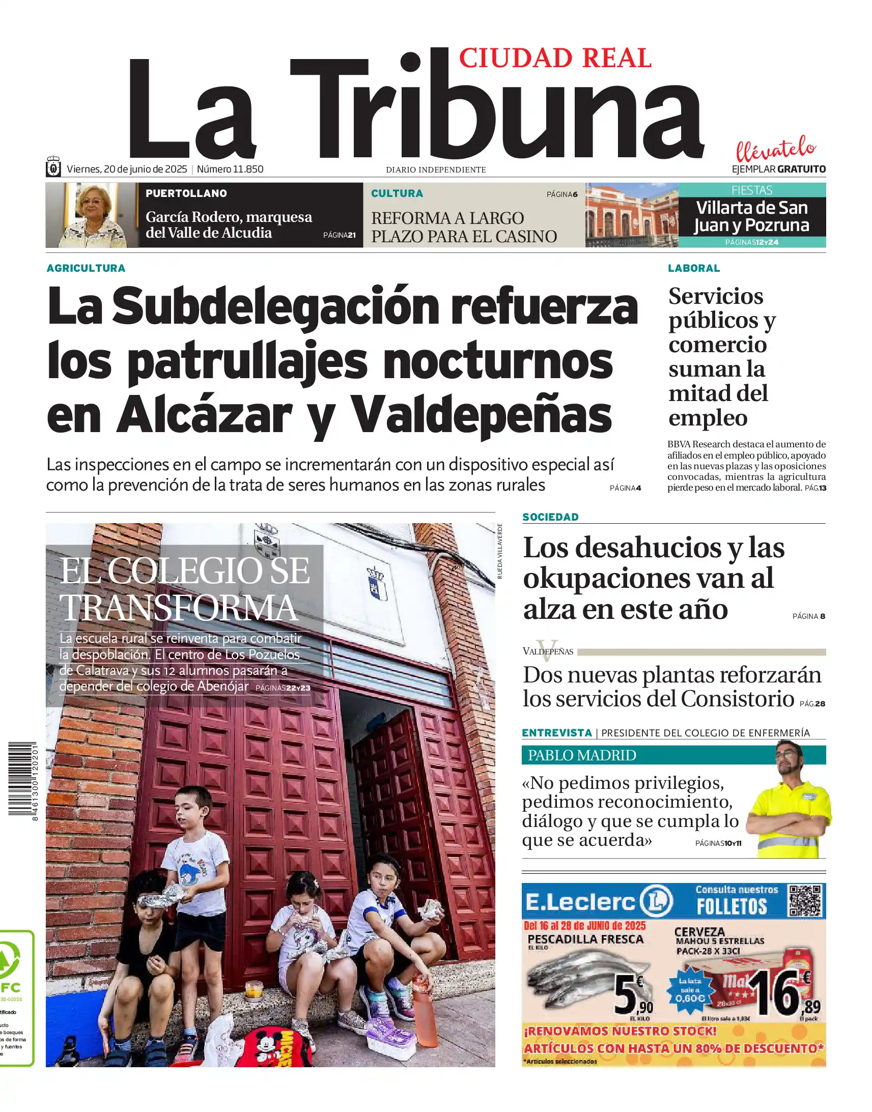 Image from La Tribuna de Ciudad Real: 🗞Buenos días. Esta es la portada de La Tribuna de Ciudad Real de este...