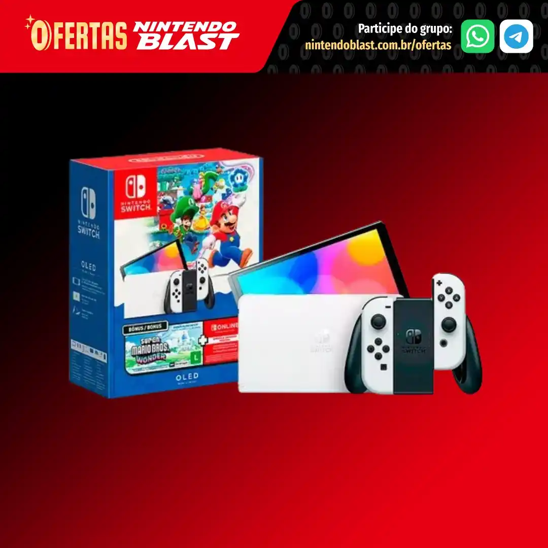 Image from Ofertas Nintendo Blast: 👾 *Bundle Nintendo Switch OLED* (via Mercado Livre) * 64GB, Super Mar...