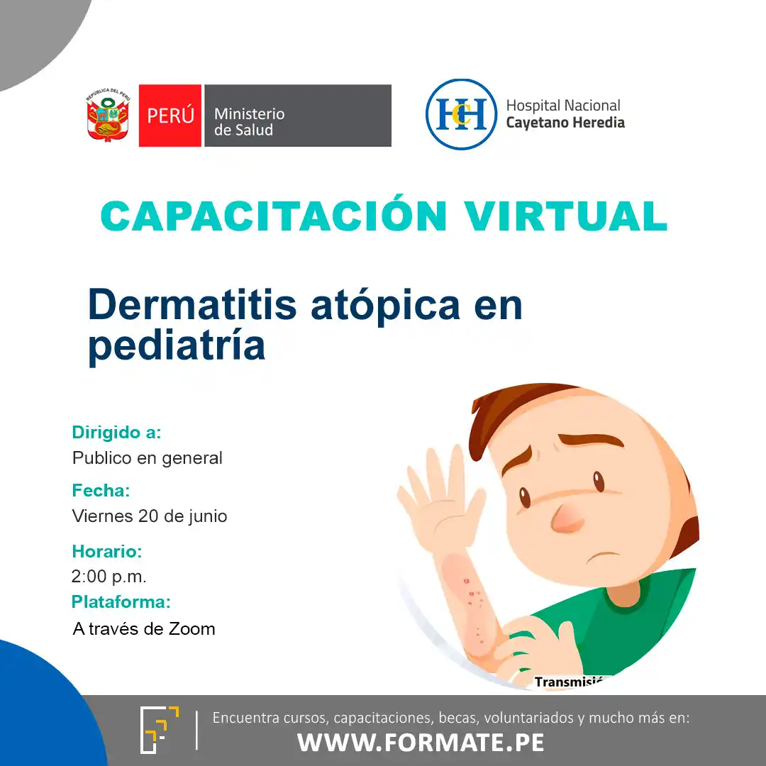 Image from Convocatorias - Medicina: Empleos - Capacitaciones: 📢 Capacitación virtual gratuito "Dermatitis atópica en pediatría" del...