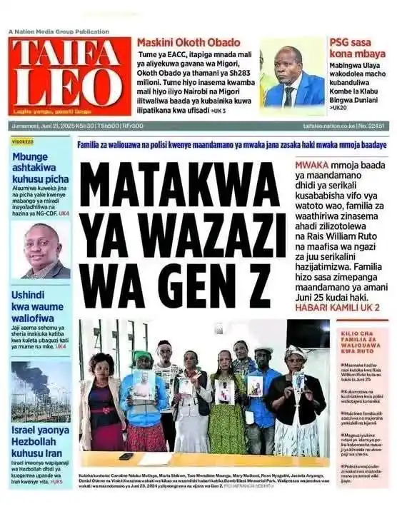 Image from Nairobi Buzzroom: Catch up on today’s top stories from Kenya’s leading newspapers; Satur...
