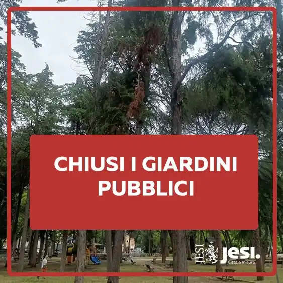 Image from Comune di Jesi: *CHIUSI I GIARDINI PUBBLICI*  A seguito dei sopralluoghi e monitoraggi...