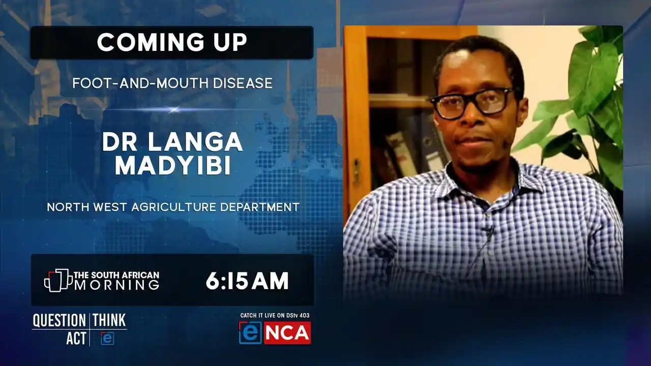 Image from eNCA: [COMING UP] Farmers in the North West are on high alert as a foot-and-...