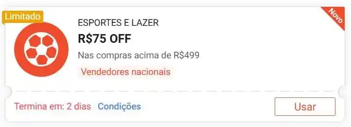 Image from 🔥Promoções/Cupons - THAUTEC⚡️: 🔥 Cupom Shopee Esportes e Lazer!!🔸 (Esgota rápido)  R$75 OFF em R$49...