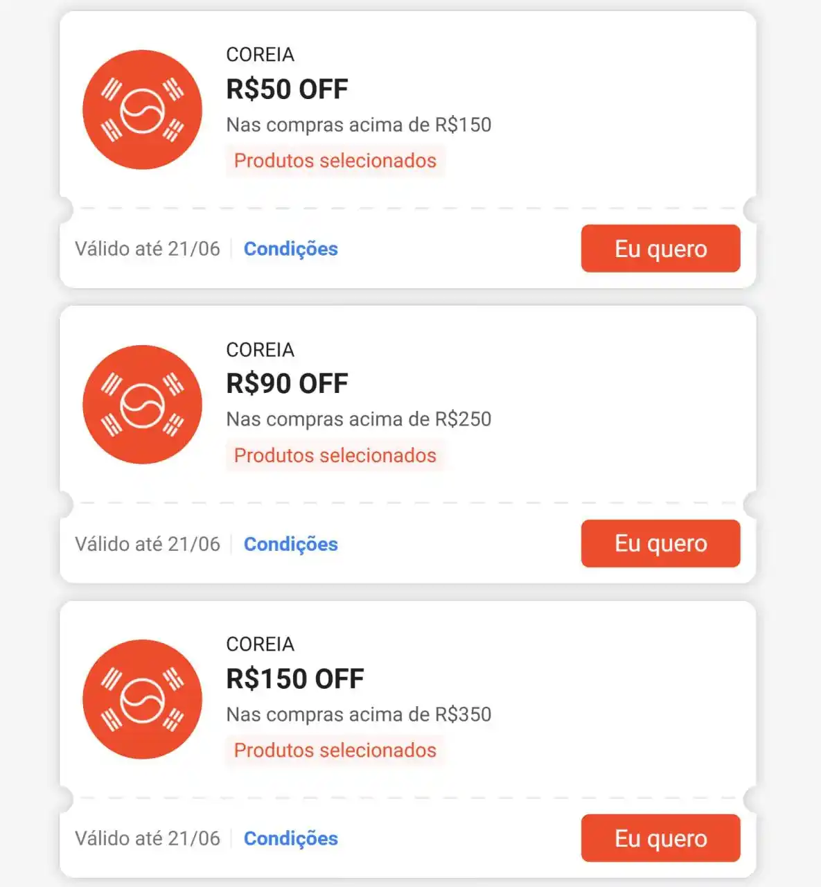 Image from 🔥Promoções/Cupons - THAUTEC⚡️: 🔥 Cupons Shopee para produtos da Coreia da página abaixo!! 🔸 (Esgota...