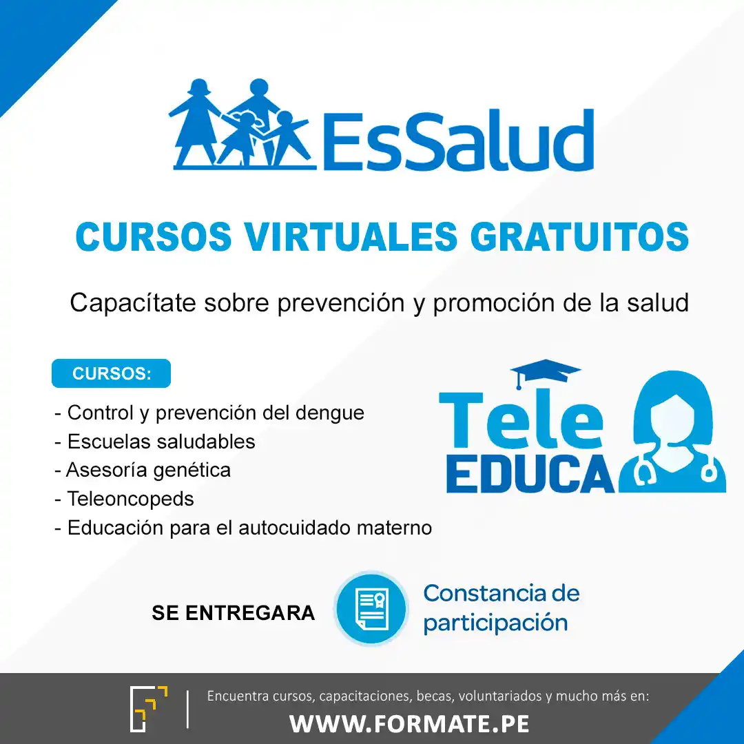 Image from Convocatorias - Medicina: Empleos - Capacitaciones: 📢 ¡Cursos virtuales gratuitos! Organizada por el ESSALUD  Capacítate ...