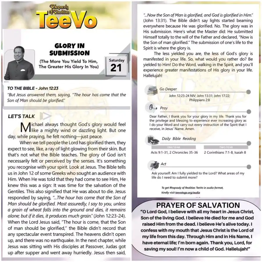 Image from RHAPSODY DAILY: Dear Father, I thank you for your glory in my life. Thank you for the ...