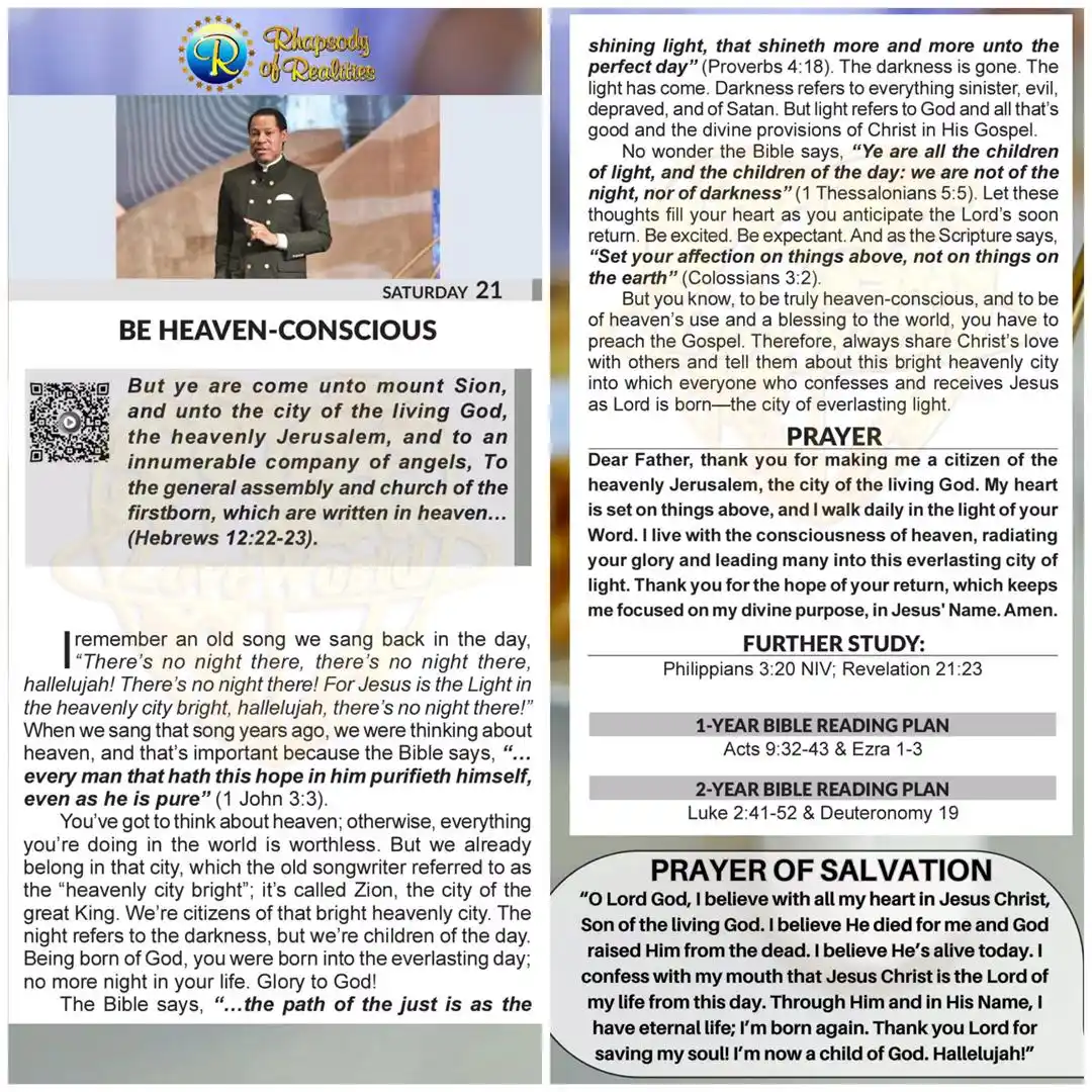 Image from RHAPSODY DAILY: Dear Father, thank you for making me a citizen of the heavenly Jerusal...
