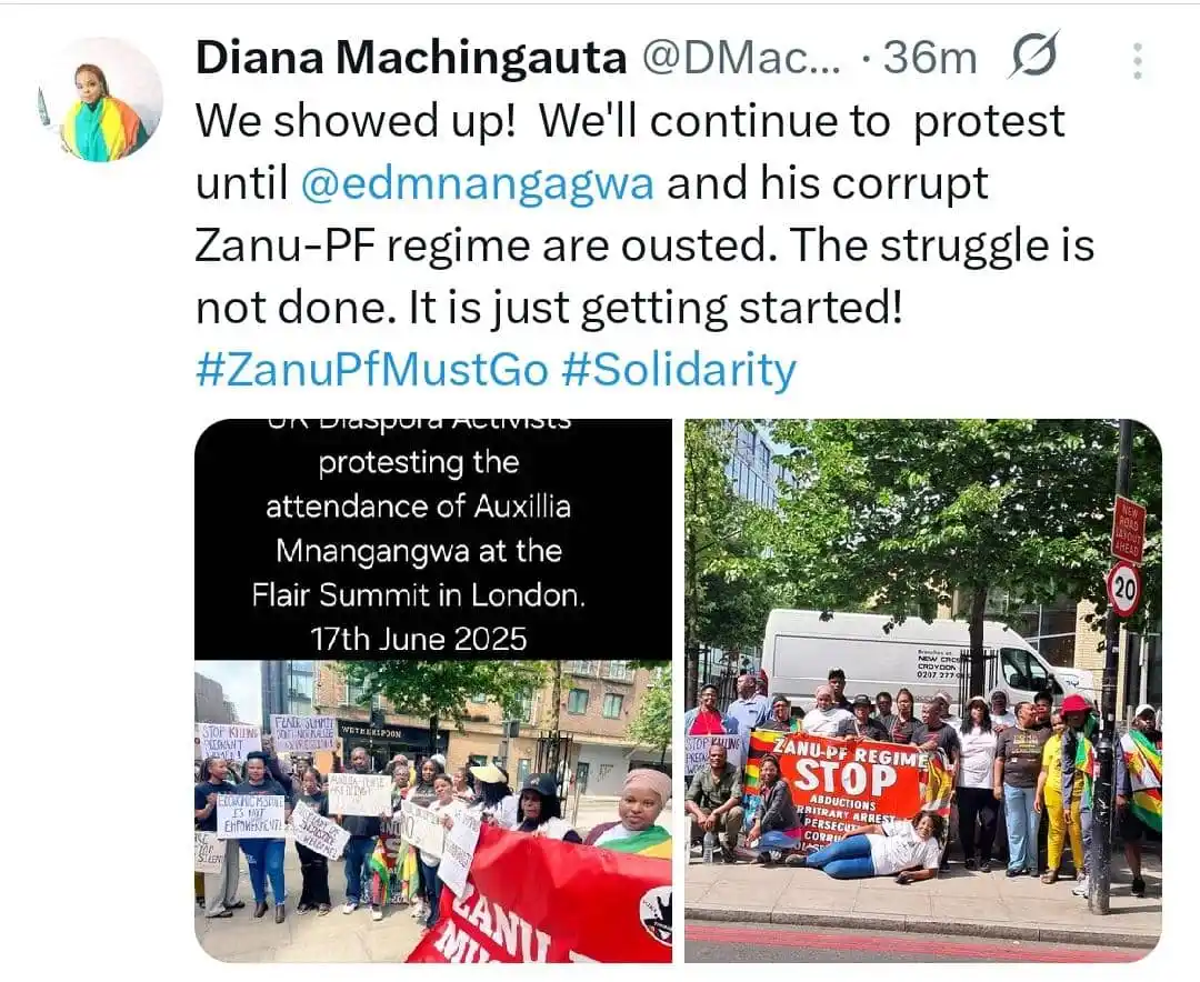 Image from Change Radio : *_Diana Machingauta:_*  > We showed up!  We'll continue to  protest un...