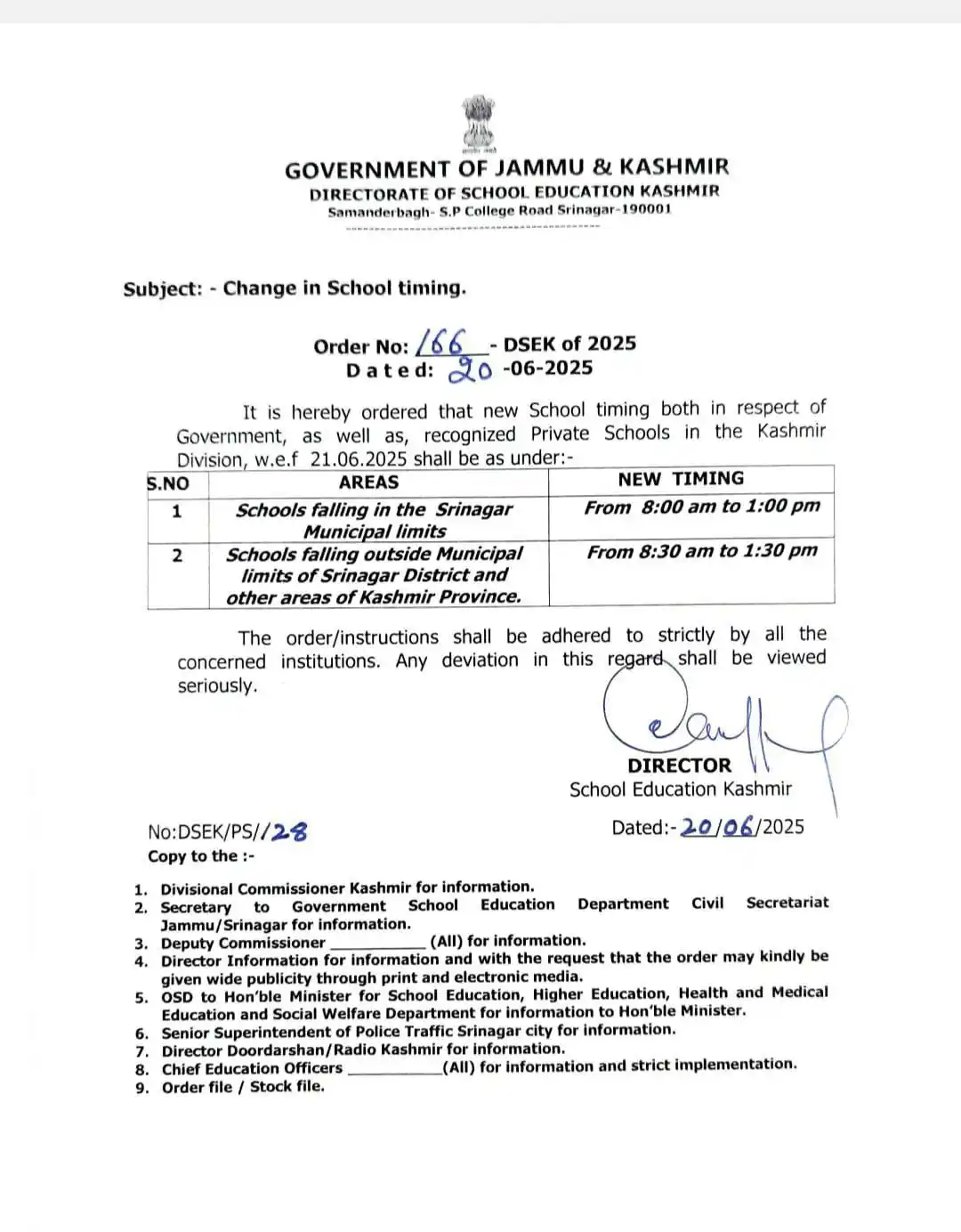 Image from The QNS 24×7: DSEK Orders Change in School Timing Across Kashmir Division From June ...