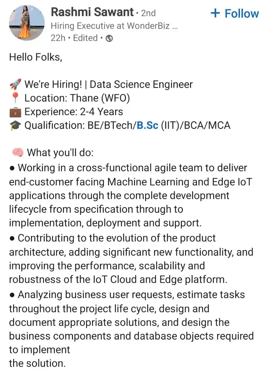 Image from Raghavan P ✅️: Hiring at *Thane*  https://www.linkedin.com/posts/rashmi-sawant-971a85...