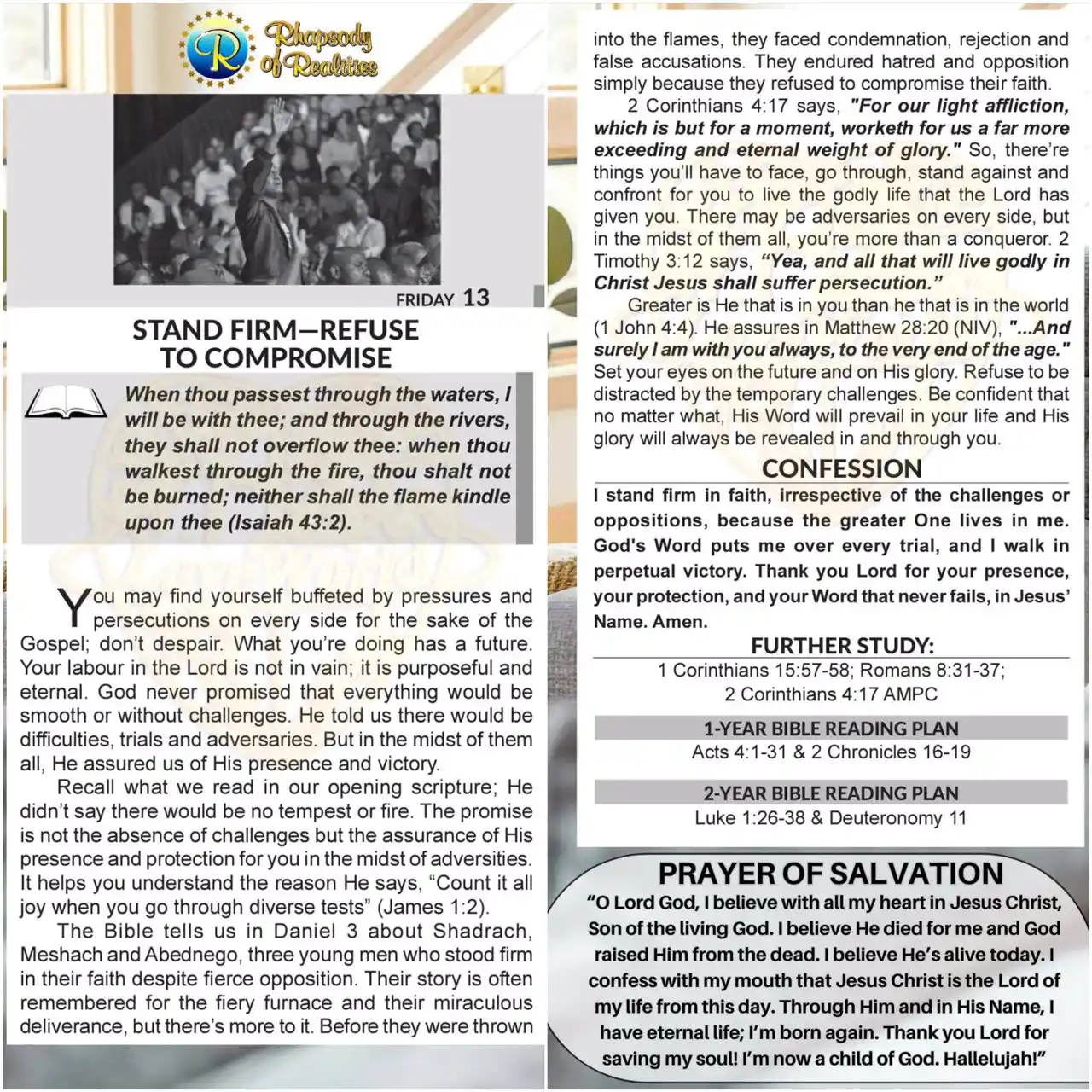 Image from RHAPSODY DAILY: I stand firm in faith, irrespective of the challenges or oppositions, ...