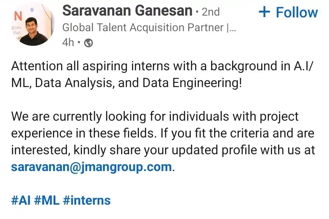 Image from Raghavan P ✅️: *Internship opportunity*  https://www.linkedin.com/posts/saravanan-gan...