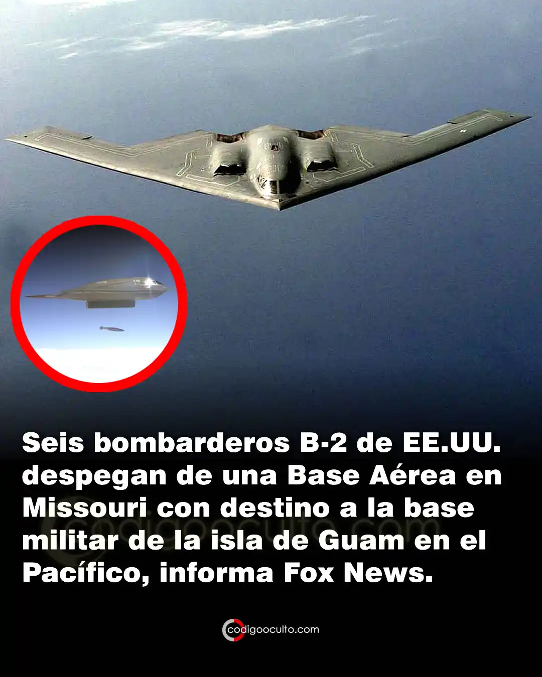 Image from CODIGO OCULTO: 🚨 🇮🇷 🇮🇱 🇺🇸 URGENTE: La cadena Fox News ha informado que seis bo...