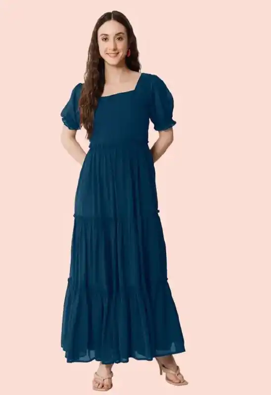 Image from CYBER CHATHAN: 🔥🔥Jash Creation Women Fit and Flare Dark Blue Maxi/Full Length Dress...