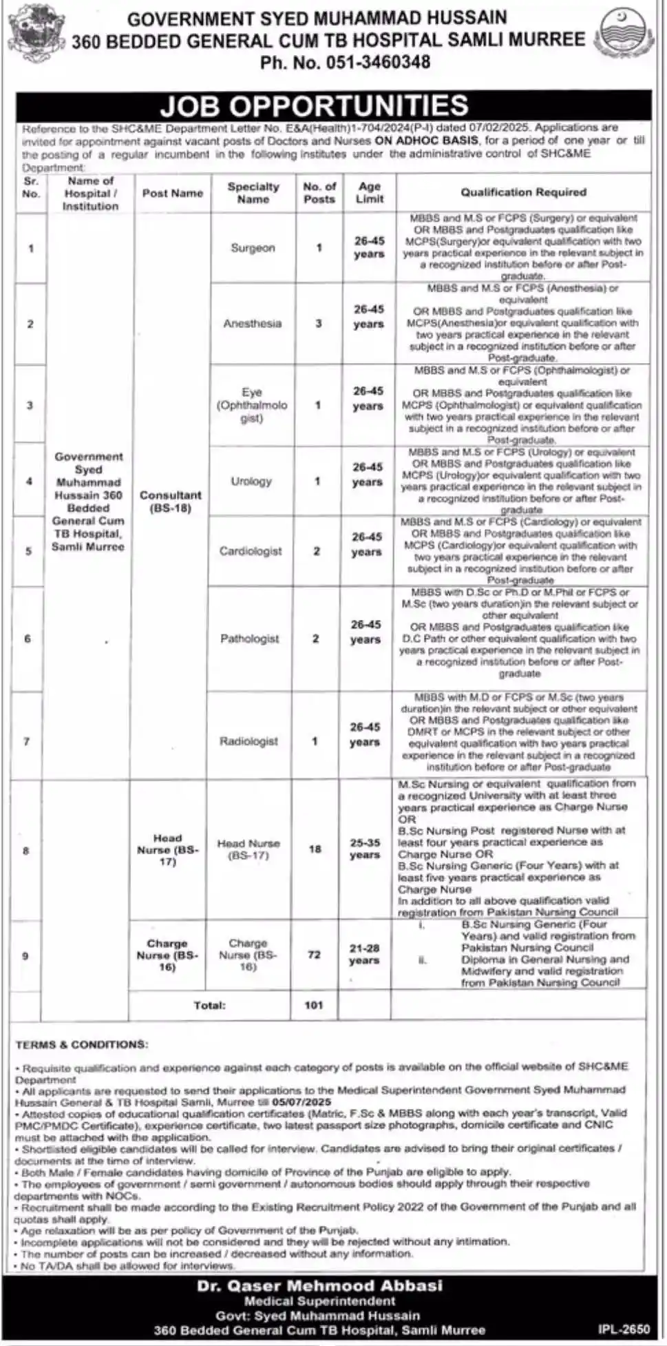 Image from NURSING INFO (MEDDEMY): Jobs of Doctors and Nurses in Government of Punjab SHC&ME Last date is...