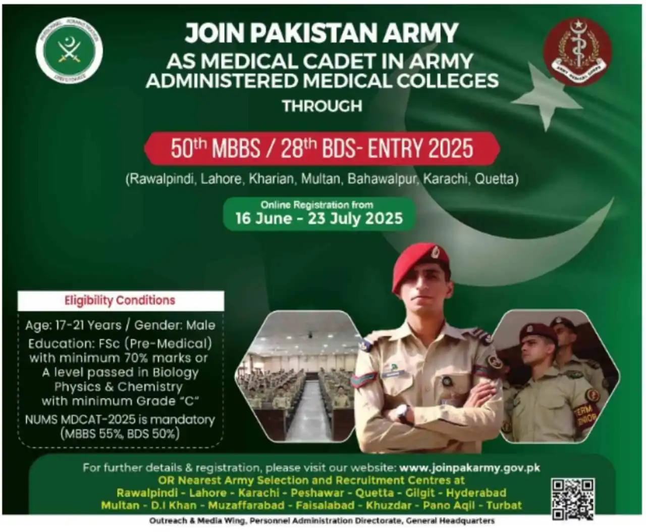 Image from NURSING INFO (MEDDEMY): 💢 *Join Pakistan Army As Medical Cadet*  `In Army Administered Medica...