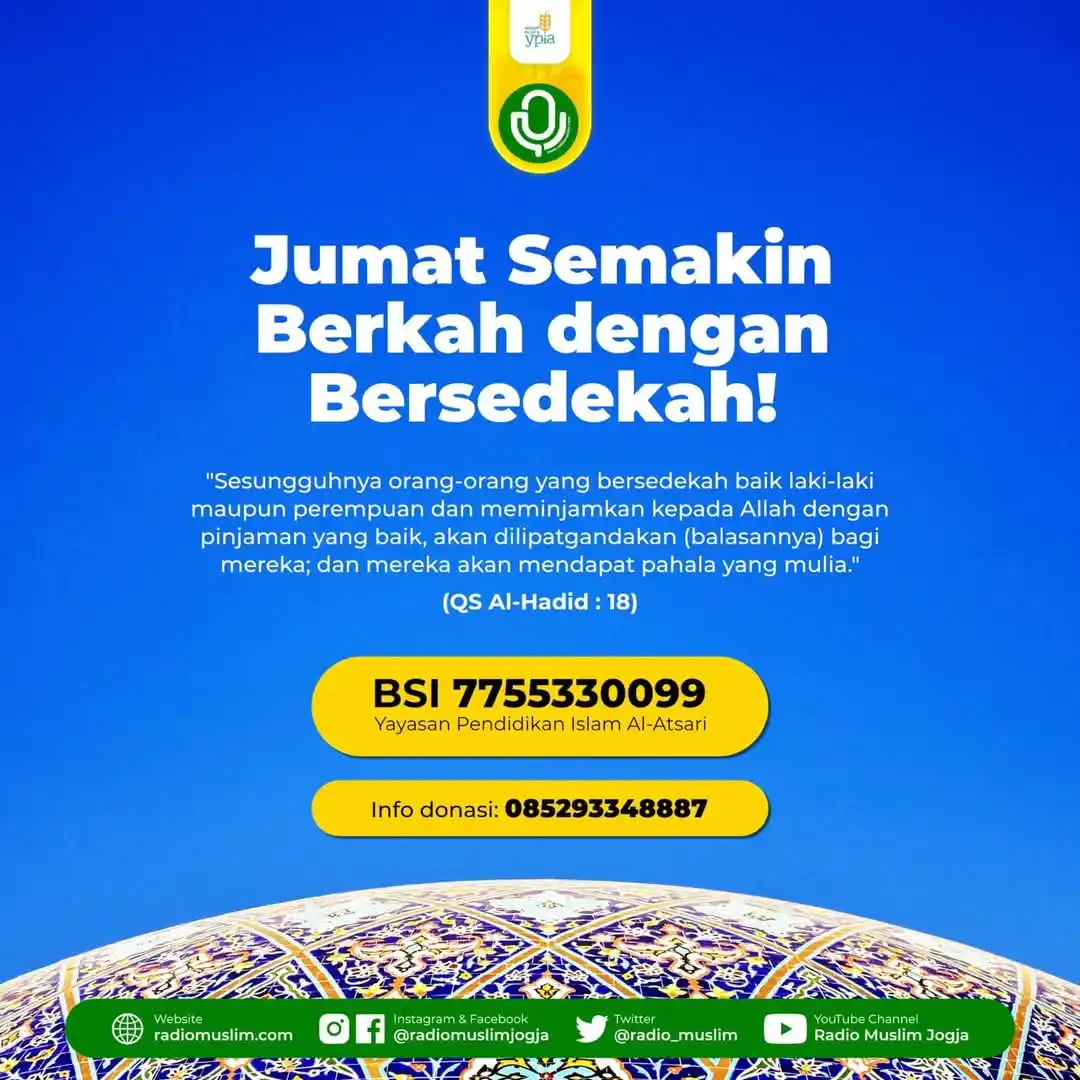 Image from Radio Muslim Jogja: 💳 JUMAT BERKAH JUMAT SEDEKAH 🌻 Ayo, manfaatkan hari Jumat yang berk...