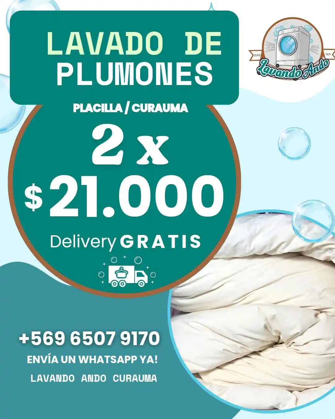 Image from CALADA CREATIVA EMPLEOS Y PYMES 5TA REGIÓN: *LAVANDO ANDO* 🥼💧🚿♨️🚐 LAVADO DE COBERTORES, FRAZADAS Y ROPA DE C...