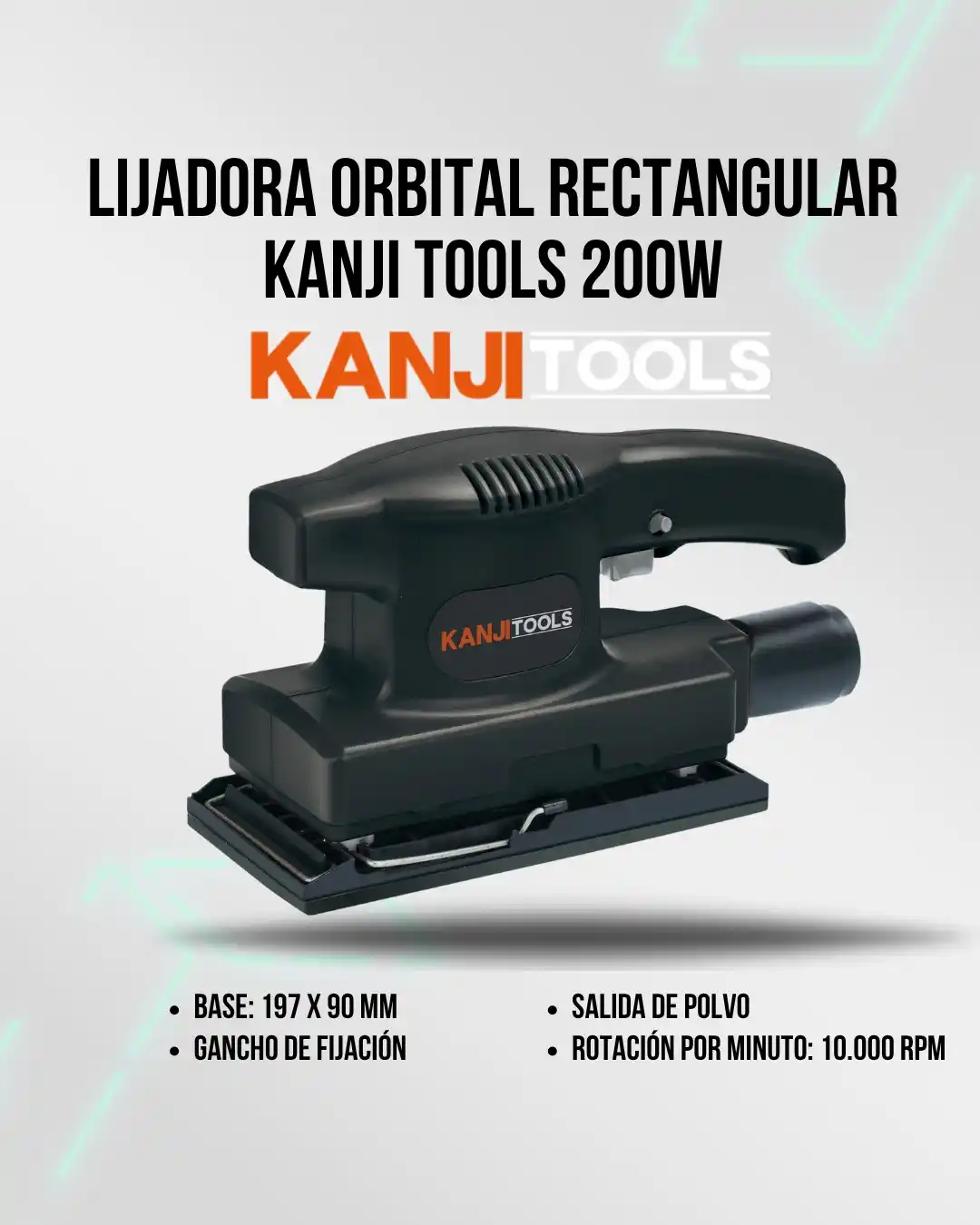 Image from Attain (Importadora Mayorista): 🛒 *Lijadora Orbital Rectangular Kanji Tools 200W (N°6003)* 🌪️ Salida...