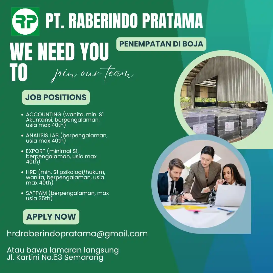 Image from INFO LOKER SEMARANG: *LOKER SEMARANG* Multiple Positions Raberindo Pratama Posisi : - Acco...