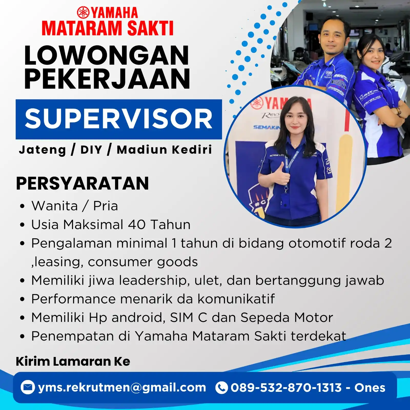 Image from INFO LOKER SEMARANG: *LOKER SEMARANG* Yamaha Mataram Sakti 📍Penempatan : Semarang Seger...