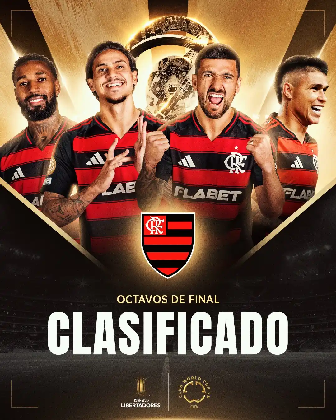 Image from CONMEBOL Libertadores: ⭐♥️🖤🇧🇷 Y Flamengo va: el Mengão se clasificó a los Octavos de Final...