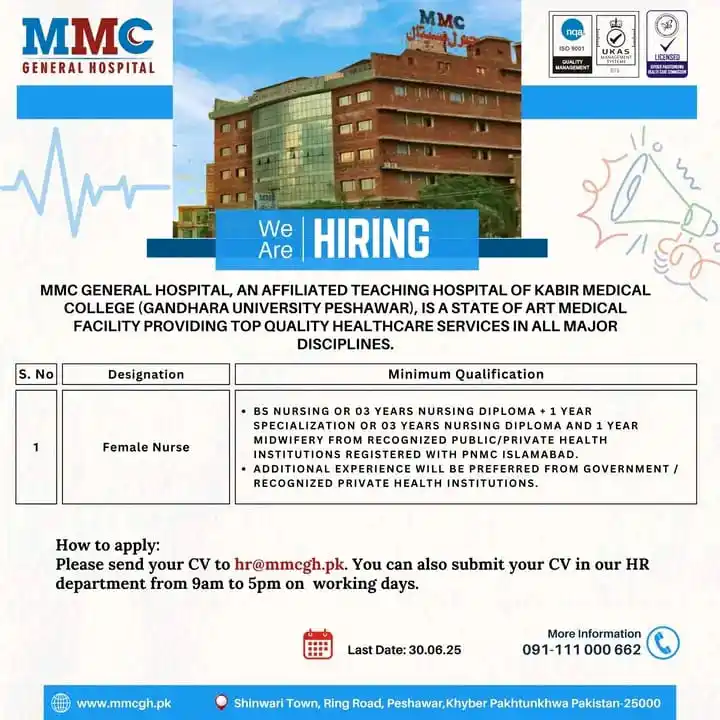 Image from NURSING INFO (MEDDEMY): *MMC General Hospital – Hiring Female Nurse*   *Qualification:*   - BS...