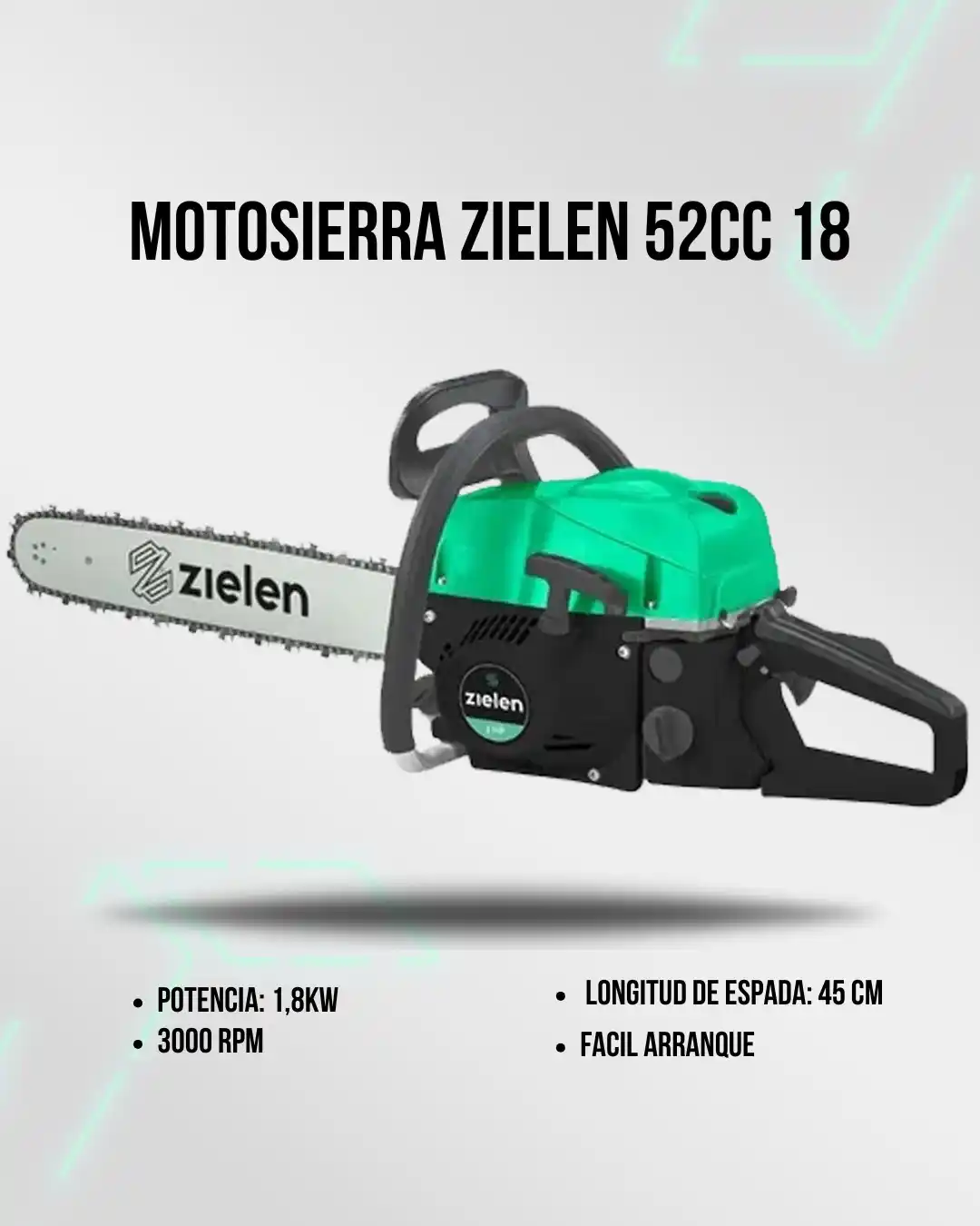 Image from Attain (Importadora Mayorista): 🛒 *Motosierra Zielen 52CC 18 (N°2493)* 🔧 Arranque fácil ⚡ Potencia: ...