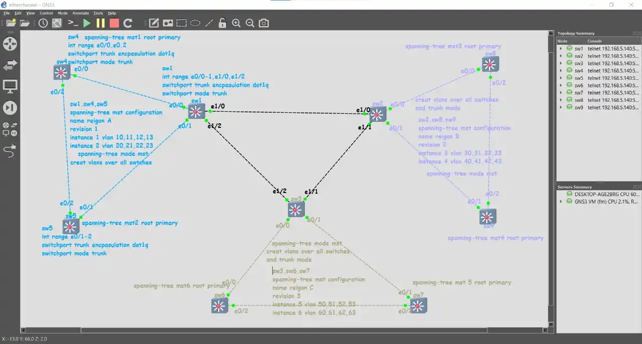 Image from Networkat 🩵: MST " multiple spanning tree" أول ما ال STP بيشتغل بيختار الروت وكل بو...