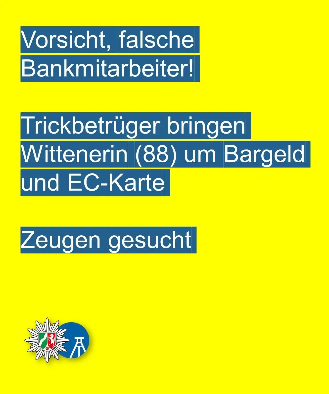 Image from Polizei NRW Bochum: Nach einem Trickbetrug in <a class="text-blue-500 hover:underline curs...