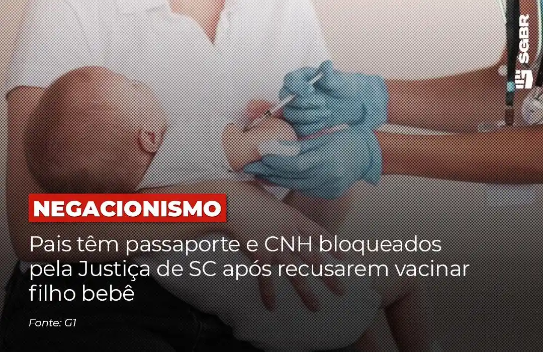 Image from Sleeping Giants Brasil Oficial: 📢 *NEGACIONISMO*  🚫 *Pais têm passaporte e CNH bloqueados* pela Just...