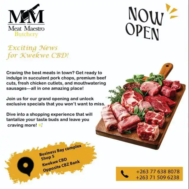 Image from Kwekwe News Bulletin📰: *💰PAID ADVERT💰* *MM Meat Maestro Butchery* Your Premier Meat Destina...