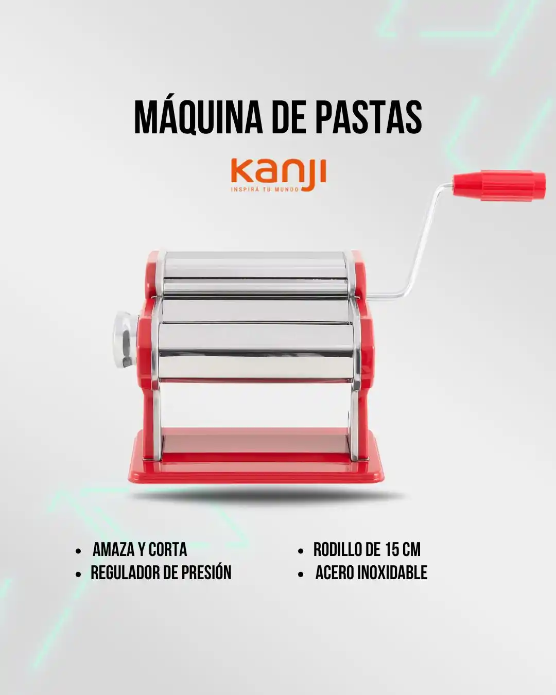 Image from Attain (Importadora Mayorista): 🛒 *Pasta Maker Manual Kanji Home Red KJH-MP02 (N°6096)* 🍝 Amasa y c...