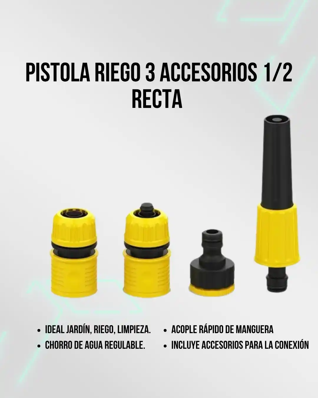 Image from Attain (Importadora Mayorista): 🛒 *Pistola de Riego c/3 Accesorios 1/2" Recta KPSA/2 (N°5814)* 🌿 Ide...