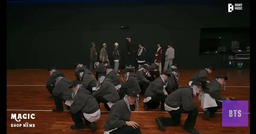 Image from Magic Shop News ⟭⟬⁷ 🪄💜 BTS: 💜 *PRÁTICA DE DANÇA COM O BTS*  Com a dispensa militar dos integrante...
