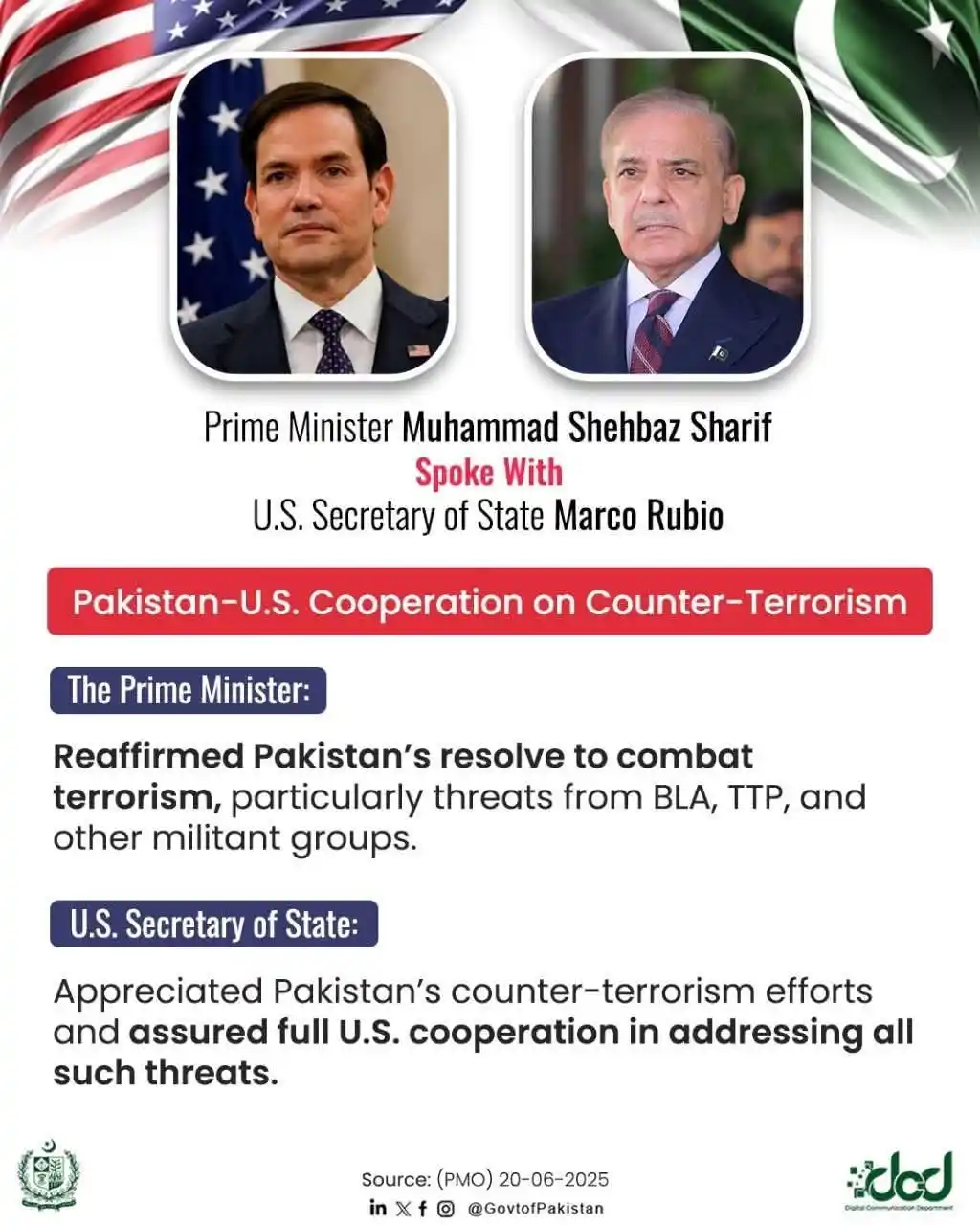 Image from PMLN Media ✅: Prime Minister Muhammad Shehbaz Sharif held a telephonic conversation ...