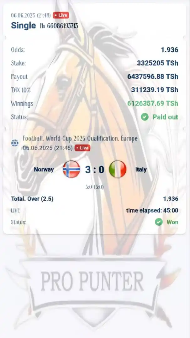 Image from 𝙍𝙤𝙢𝙖𝙣𝙤 𝙋𝙖𝙮 💳✅️: 🔥 PRO PUNTER ANATISHA! 🔥 Stake ya 3.3M+ imezaa 6.1M+ ndani ya dakika...