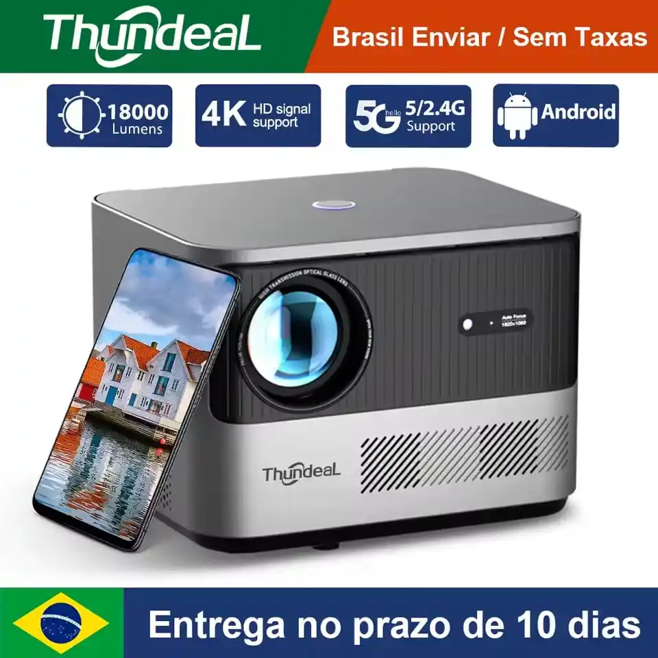 Image from Nerd Ofertas e Cupons: ➡️ Projetor ThundeaL TDA6W, 1080P, Suporte 4K, 5G WiFi, 9000 Lumens, A...