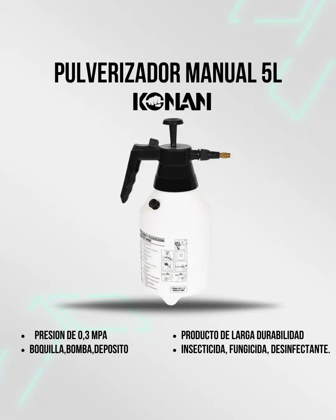 Image from Attain (Importadora Mayorista): 🛒 *Pulverizador Manual 5 L Konan KPM-5L (N°5564)* 🧴 Boquilla, bomba ...