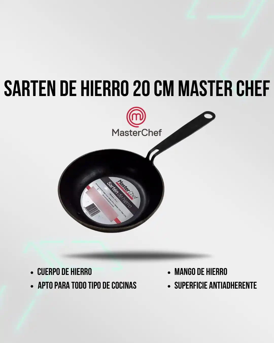 Image from Attain (Importadora Mayorista): 🛒 *Sartén de Hierro 20 CM Master Chef MC00MFSAR20 (N°4991)*  🍳 Cuerp...