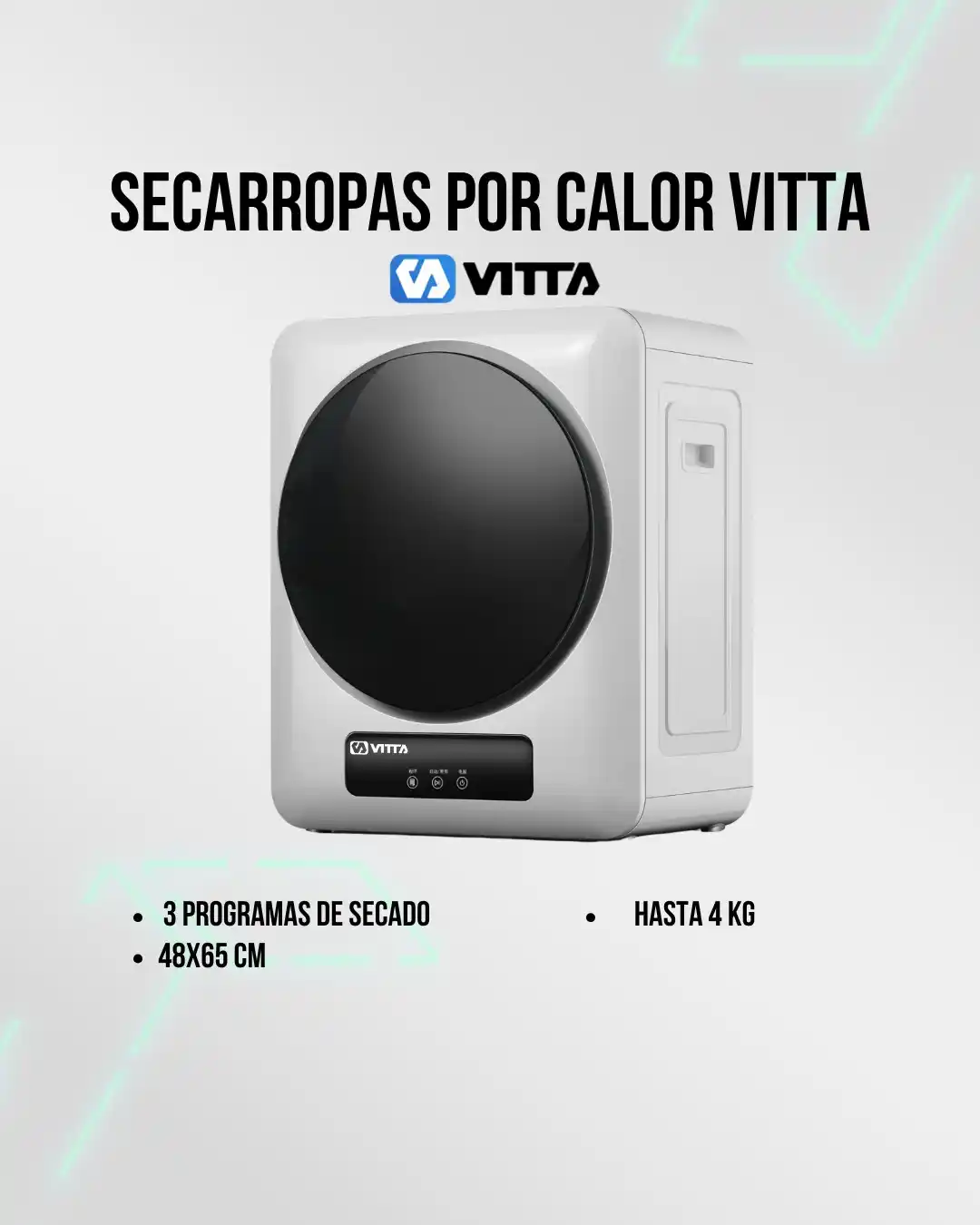 Image from Attain (Importadora Mayorista): 🛒 *Secadora por Calor Vitta (N°6033)* 📋 3 programas de secado ⚖️ Cap...