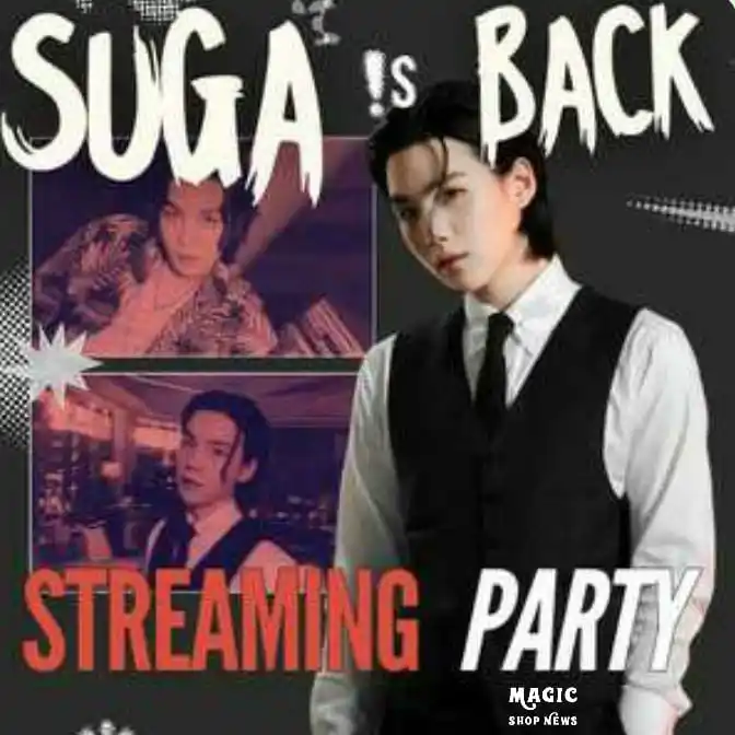 Image from Magic Shop News ⟭⟬⁷ 🪄💜 BTS: 🎧 *SEGUIMOS COM MUITO AMOR AO SUGA*  Vamos de Streaming🎉  ♬ 𝐒𝐩𝐨𝐭...