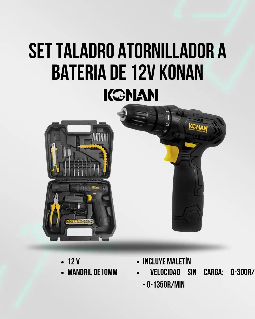 Image from Attain (Importadora Mayorista): 🛒 *Set Taladro Atornillador a Batería 12V Konan KTSET/12V (N°5969)* ⚙...